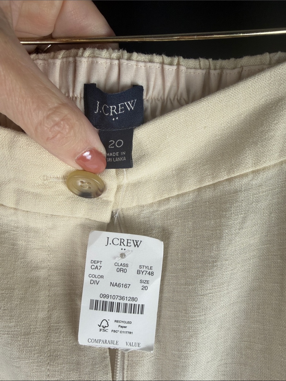 NWT J.Crew Re-Imagined Linen Blend Wide Leg Crop Pants Cream Size 20 - Picture 3 of 11